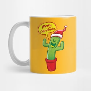 Mischievous green cactus wearing Santa hat and celebrating Christmas with great joy! Mug